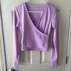 Beautiful Orchid Crossover Long- Sleeve Workout Top